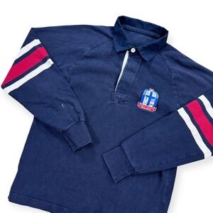 McCarthy Rugby Shirt Men's Small Navy Blue Saint Andre Bessette Long Sleeve Polo